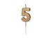 Birthday candle Number 5, 4.5 cm, złoty