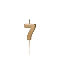 Birthday candle Number 7, 4.5 cm, złoty
