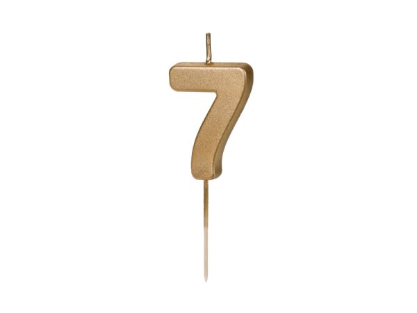 Birthday candle Number 7, 4.5 cm, złoty