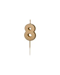 Birthday candle Number 8, 4.5 cm, złoty