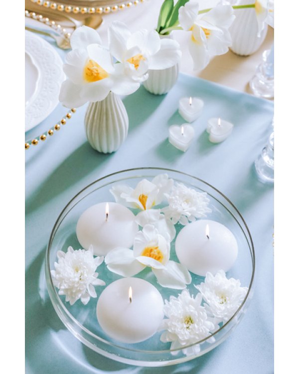 Floating candle, matt, white, 8 cm (1 pkt / 4 pc.)