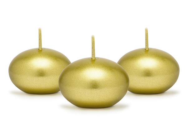Floating candle disc, metallic, gold, 4cm (1 pkt / 50 pc.)