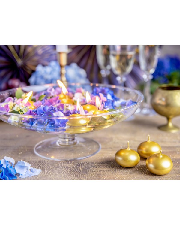 Floating candle disc, metallic, gold, 4cm (1 pkt / 50 pc.)