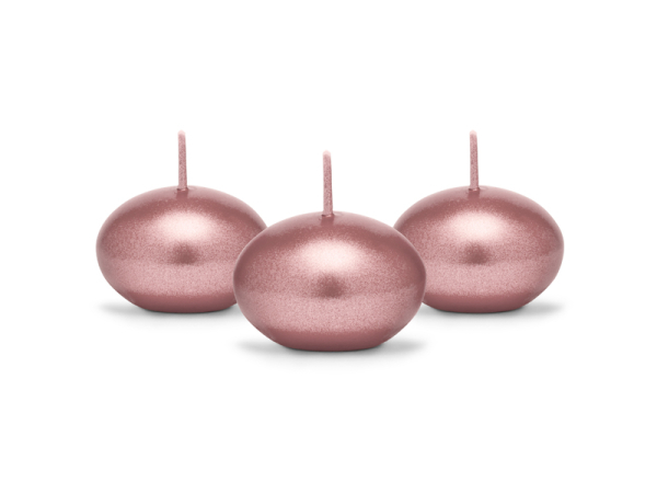 Floating candle disc, metallic, rose gold, 4cm (1 pkt / 50 pc.)