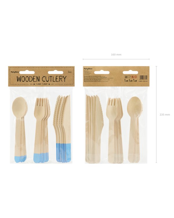 Wooden Cutlery, light blue, 16cm (1 pkt / 18 pc.)