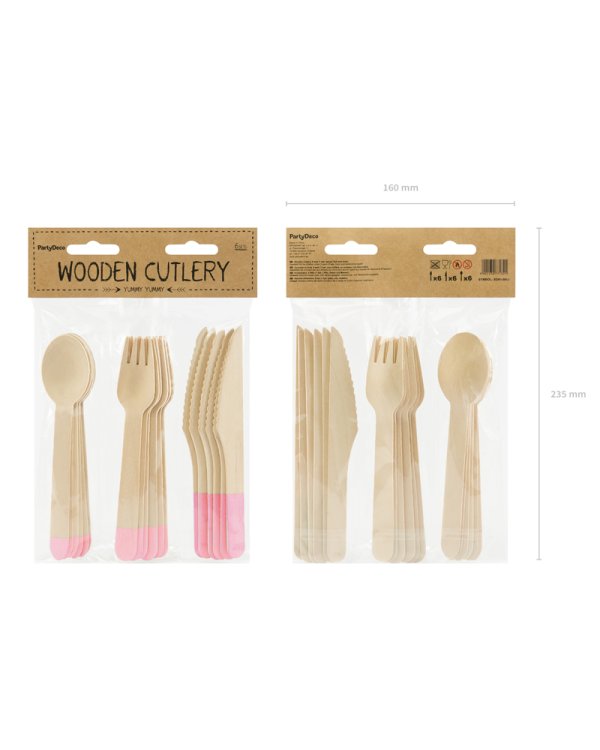 Wooden Cutlery, light pink, 16cm (1 pkt / 18 pc.)