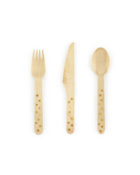 Wooden Cutlery Stars, gold, 16cm (1 pkt / 18 pc.)