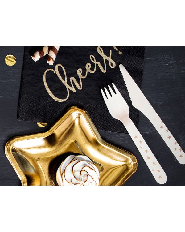 Wooden Cutlery Stars, gold, 16cm (1 pkt / 18 pc.)