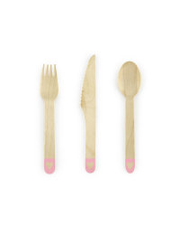 Wooden Cutlery Hearts, blush pink 16cm (1 pkt / 18 pc.)