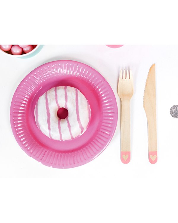 Wooden Cutlery Hearts, blush pink 16cm (1 pkt / 18 pc.)