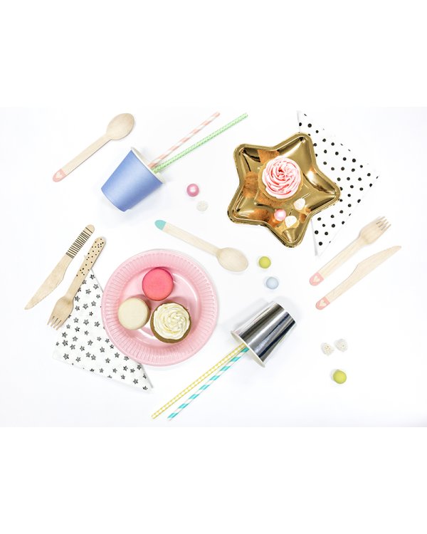 Wooden Cutlery Hearts, blush pink 16cm (1 pkt / 18 pc.)