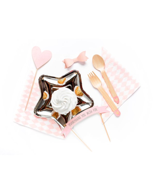 Wooden Cutlery Hearts, blush pink 16cm (1 pkt / 18 pc.)