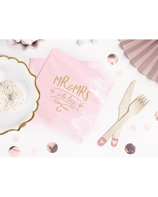 Wooden Cutlery Hearts, blush pink 16cm (1 pkt / 18 pc.)