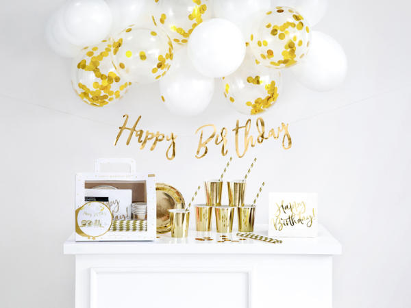 Party decorations set - Birthday, gold (1 pkt / 60 pc.) Party decorations set - Birthday, gold (1 pkt / 60 pc.)