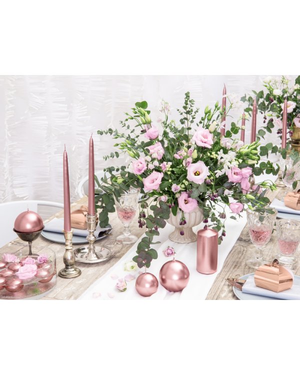 Pillar Candle, metallic, rose gold, 12x6cm (1 pkt / 6 pc.)