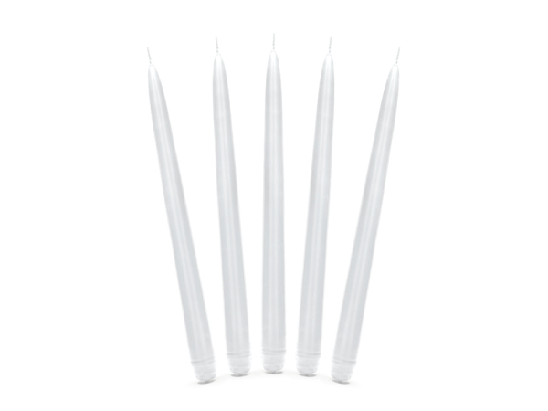 Taper candle, matt, white, 24cm (1 pkt / 10 pc.)