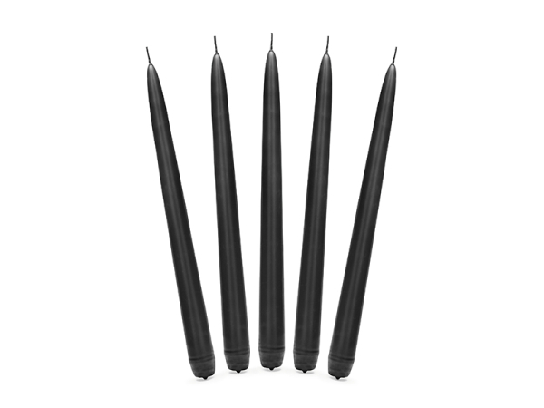 Taper candle, matt, black, 24cm (1 pkt / 10 pc.)