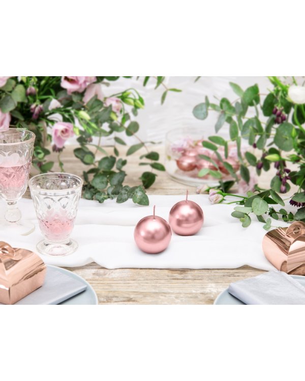Candle Sphere, metallic, rose gold, 6cm (1 pkt / 10 pc.)