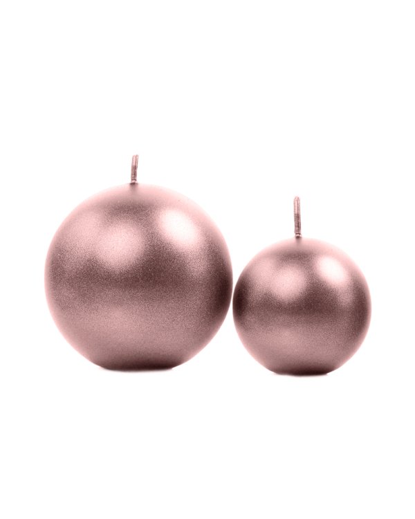Candle Sphere, metallic, rose gold, 8cm (1 pkt / 6 pc.)