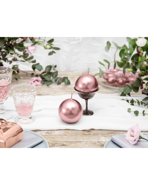 Candle Sphere, metallic, rose gold, 8cm (1 pkt / 6 pc.)