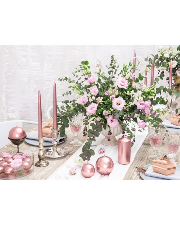 Candle Sphere, metallic, rose gold, 8cm (1 pkt / 6 pc.)