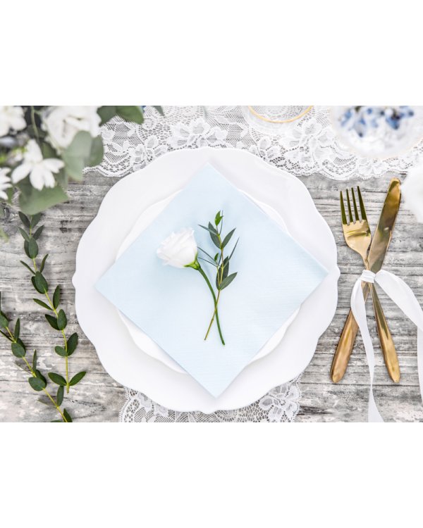 Napkins, 3 layers, light sky-blue, 33x33cm (1 pkt / 20 pc.)