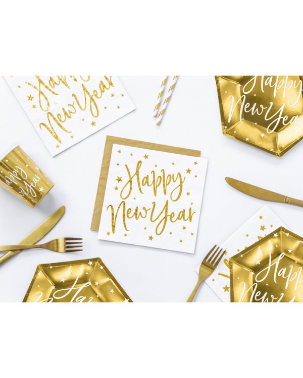 Napkins, 3 layers, gold metallic, 33x33cm (1 pkt / 20 pc.)