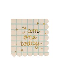 Napkins I am one today Teddy Bear, beige, 33x33 cm (1 pkt / 12 pc.)