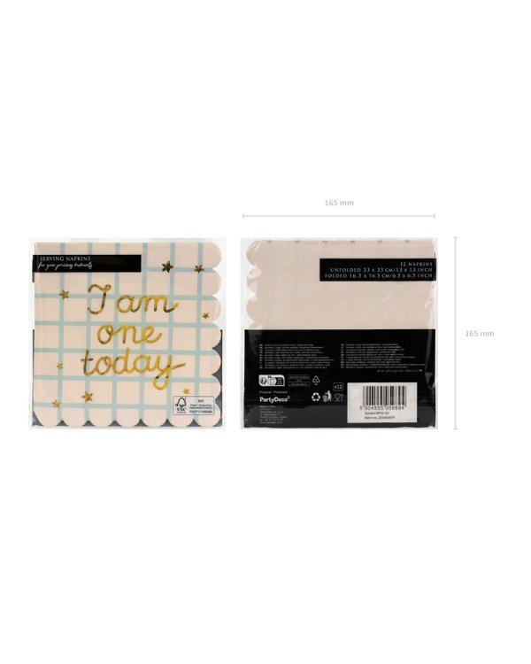 Napkins I am one today Teddy Bear, beige, 33x33 cm (1 pkt / 12 pc.)