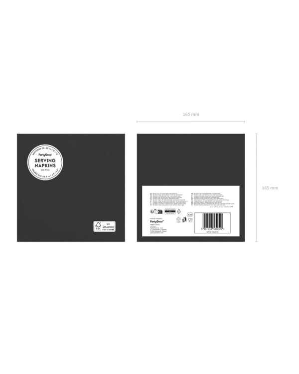 Paper Napkins, black, 33x33 cm (1 pkt / 20 pc.)