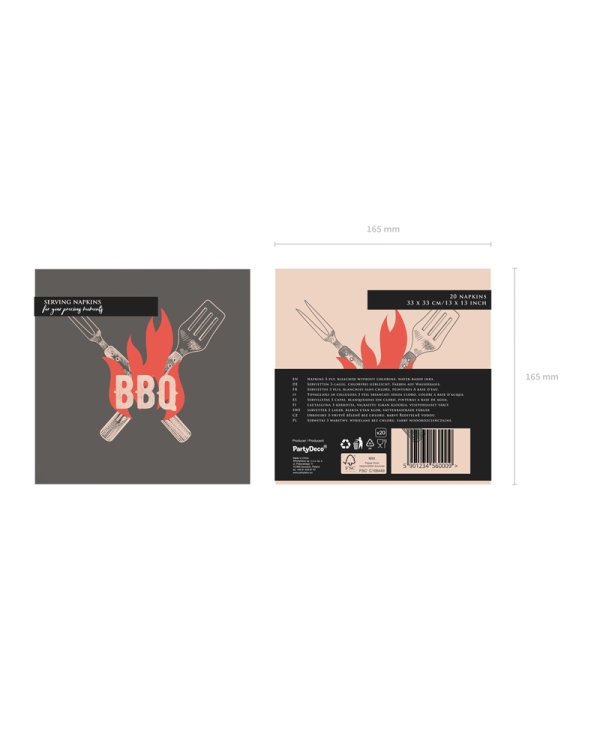 BBQ napkins, 33x33 cm, mix (1 pkt / 20 pc.)