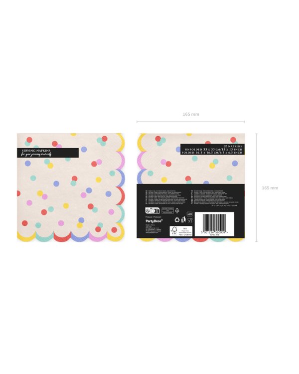 Napkins Confetti, 33x33 cm, mix (1 pkt / 20 pc.)