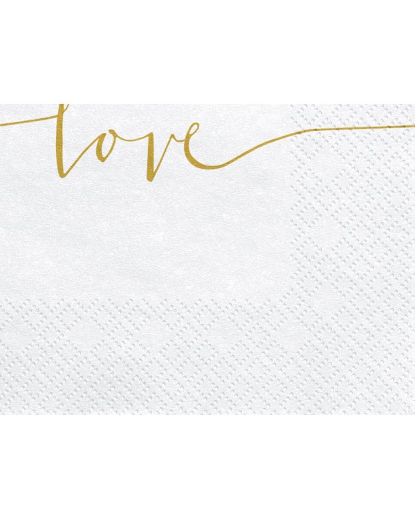 Napkins Love, gold, 33x33cm (1 pkt / 20 pc.)