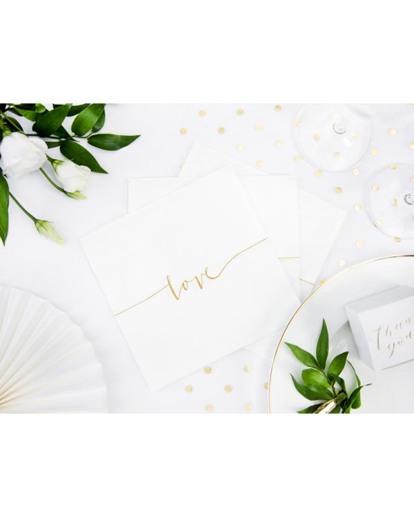 Napkins Love, gold, 33x33cm (1 pkt / 20 pc.)