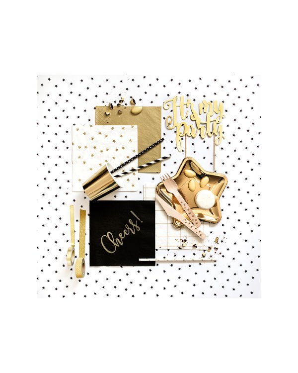 Napkins Stars, gold, 33x33cm (1 pkt / 20 pc.)