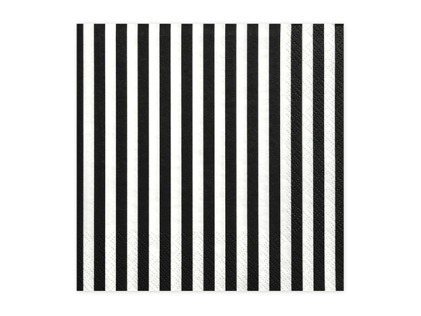 Napkins Stripes, black, 33 x 33 cm (1 pkt / 20 pc.)