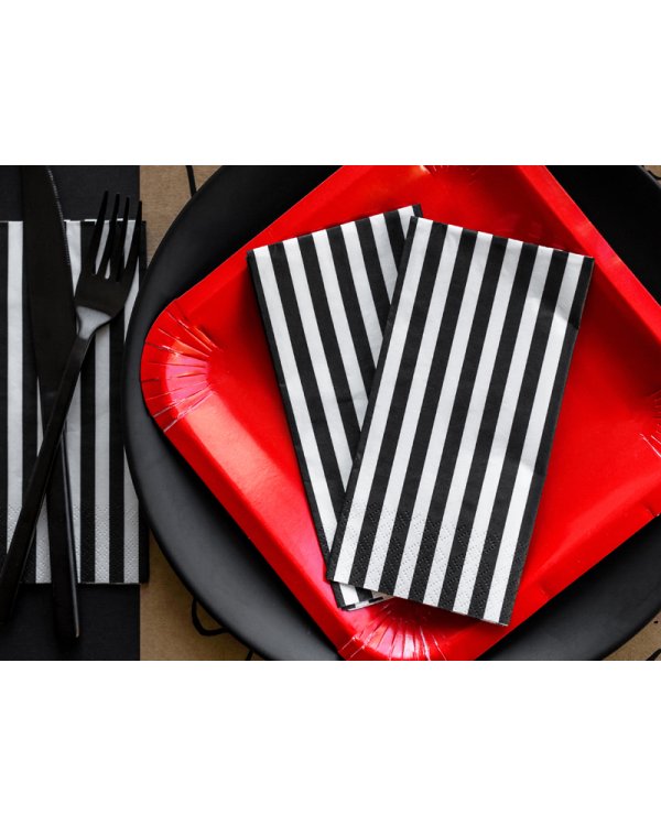 Napkins Stripes, black, 33 x 33 cm (1 pkt / 20 pc.)