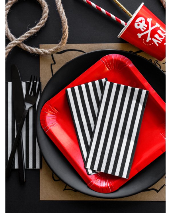 Napkins Stripes, black, 33 x 33 cm (1 pkt / 20 pc.)