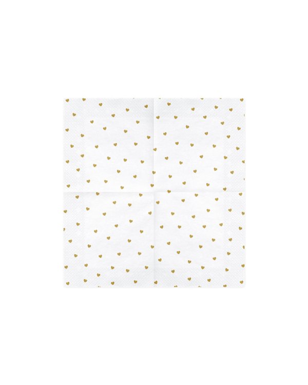 Napkins Hearts, white, 33x33cm (1 pkt / 20 pc.)