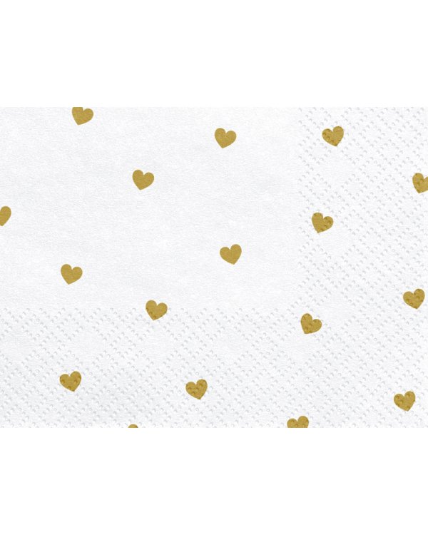 Napkins Hearts, white, 33x33cm (1 pkt / 20 pc.)