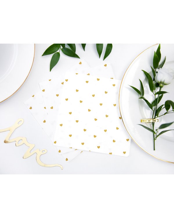 Napkins Hearts, white, 33x33cm (1 pkt / 20 pc.)