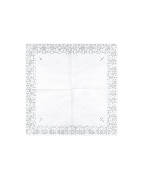 Napkins First Communion - Ornament, 33x33cm, silver (1 pkt / 20 pc.)