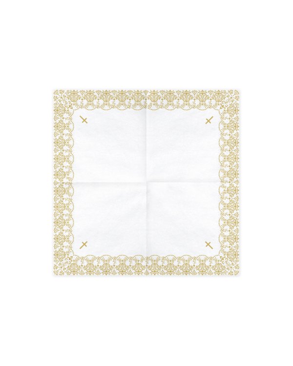 Napkins First Communion - Ornament, 33x33cm, gold (1 pkt / 20 pc.)