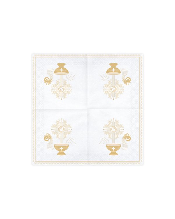 Napkins Holy Baptism, 33x33cm, gold (1 pkt / 20 pc.)