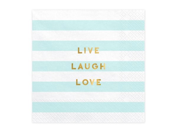 Napkins Yummy - Live Laugh Love, light blue, 33x33cm (1 pkt / 20 pc.)