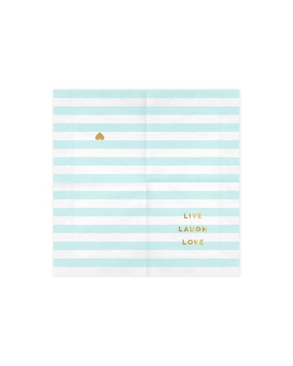 Napkins Yummy - Live Laugh Love, light blue, 33x33cm (1 pkt / 20 pc.)