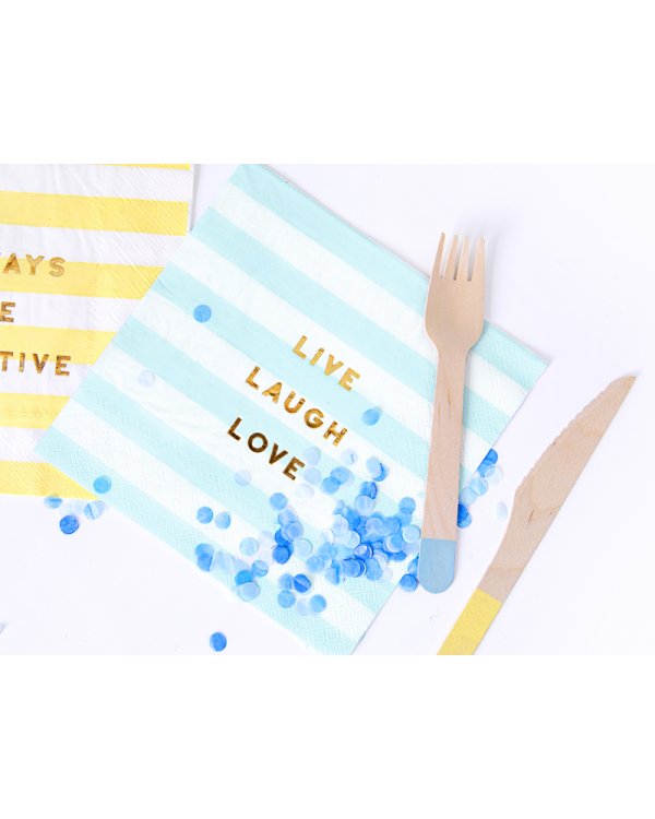 Napkins Yummy - Live Laugh Love, light blue, 33x33cm (1 pkt / 20 pc.)