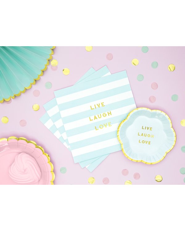 Napkins Yummy - Live Laugh Love, light blue, 33x33cm (1 pkt / 20 pc.)