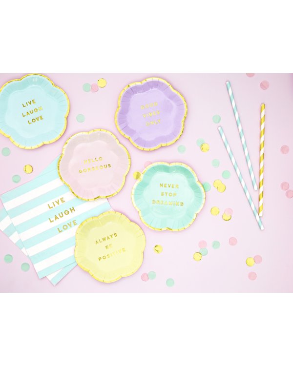 Napkins Yummy - Live Laugh Love, light blue, 33x33cm (1 pkt / 20 pc.)