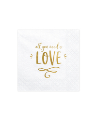 Napkins - All you need is love, white, 33x33cm (1 pkt / 20 pc.)
